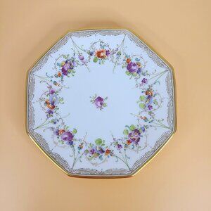 T&V Limoges Hand Painted Floral Porcelain Plate, Artist Signed 7"